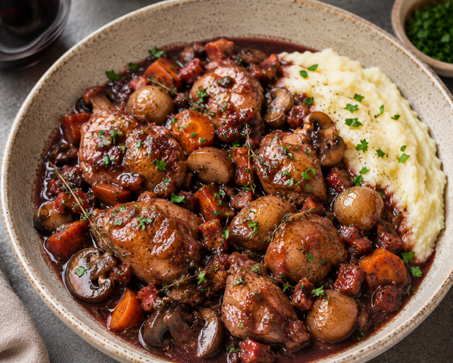 Coq Au Vin (Chicken w/Wine)