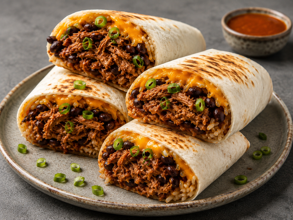 BBQ Pulled Pork or Lentil Burritos