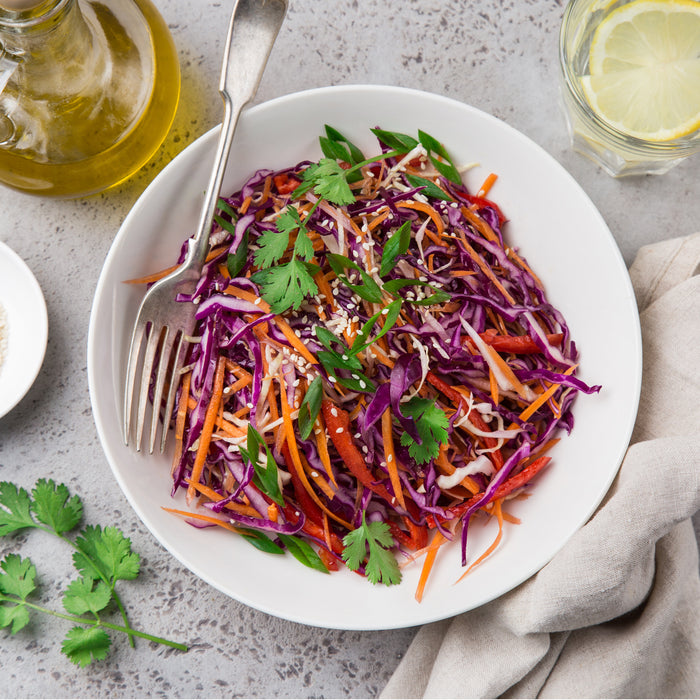 Rainbow Coleslaw w/ Creamy Balsamic Dressing